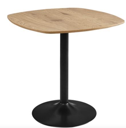 Petite table carrée 80 cm Resko - Bois naturel et pied métal noir