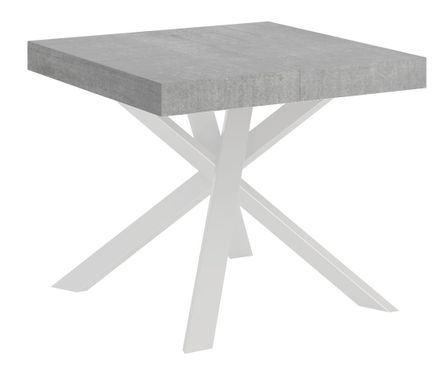 Petite table carrée extensible 90x90/194 cm pieds acier blanc Karzy