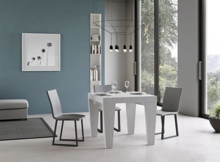 Petite table carrée extensible 90x90/246 cm pieds forme V Kristo