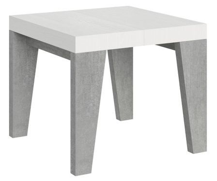 Petite table carrée extensible bois blanc et gris 90 à 246 cm Naxo