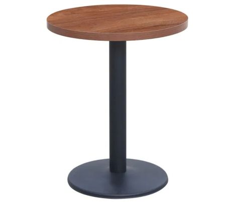 Petite table ronde SNOKA - Bois marron et acier noir