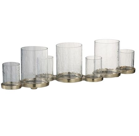 Photophore 7 parties verre et métal doré Narsh - Lot de 2