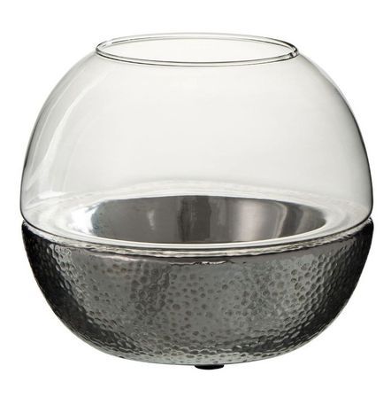 Photophore boule verre et céramique argentée Liath
