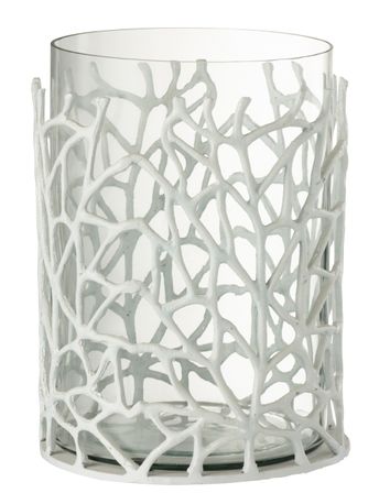 Photophore mer en métal blanc D 25.5 cm