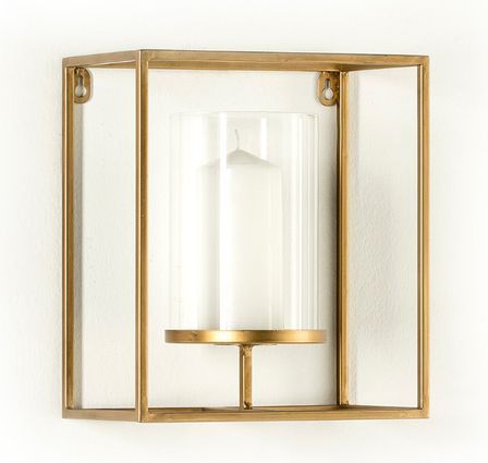 Photophore mural verre et métal doré Diari