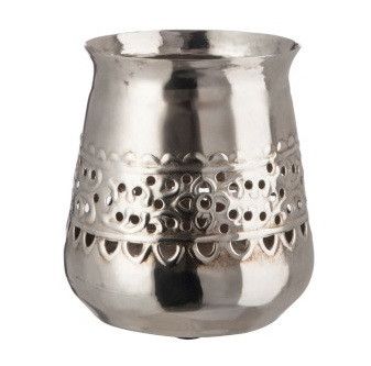 Photophore oriental métal argenté Liath H 15 cm