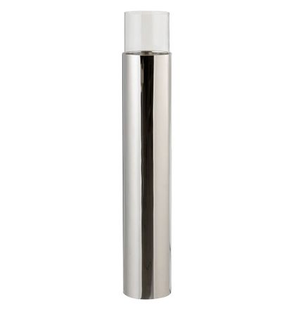 Photophore pied métal argenté brillant Licia H 70 cm