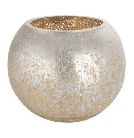 Photophore verre argenté et doré Licia D 20 cm