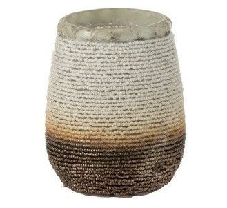 Photophore verre blanc et gris Cintee H 12 cm