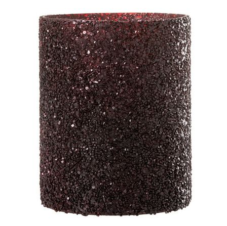 Photophore verre bordeaux pailleté Winno H 21 cm