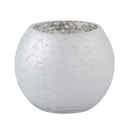 Photophore verre craquelé argenté mat Licia D 12 cm