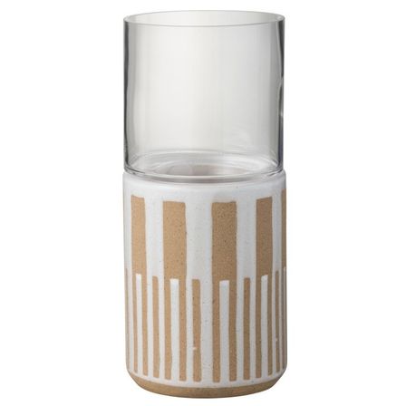 Photophore verre et céramique blanc Praji H 34 cm