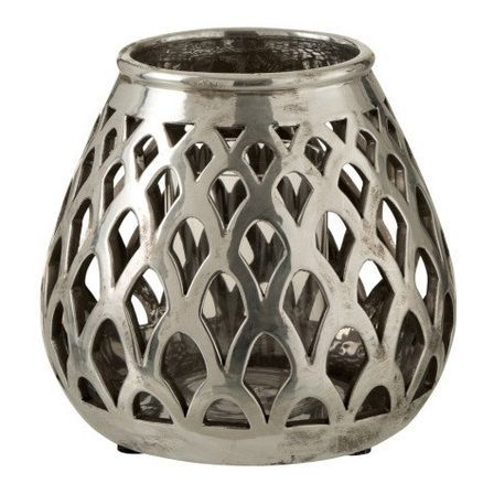 Photophore verre et métal argenté Omani