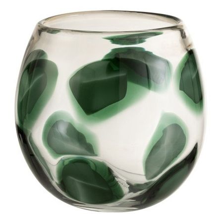 Photophore verre transparent et vert Verde H 25 cm