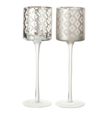 Photophores sur pied verre argenté Liath - Lot de 6