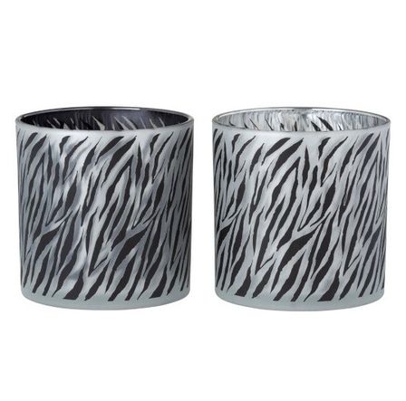 Photophores verre noir et blanc zébré Diere - Lot de 6