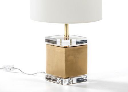 Pied de lampe acrylique et métal doré Vera H 34 cm