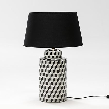 Pied de lampe en céramique motifs blancs et noirs Charlie H 51 cm