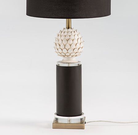 Pied de lampe en métal doré et céramique noir Claudia