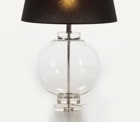 Pied de lampe en verre et métal chromé Riana