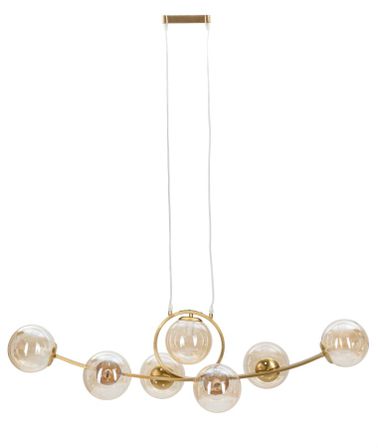 Plafonnier Japon 7 lumières métal doré design épuré