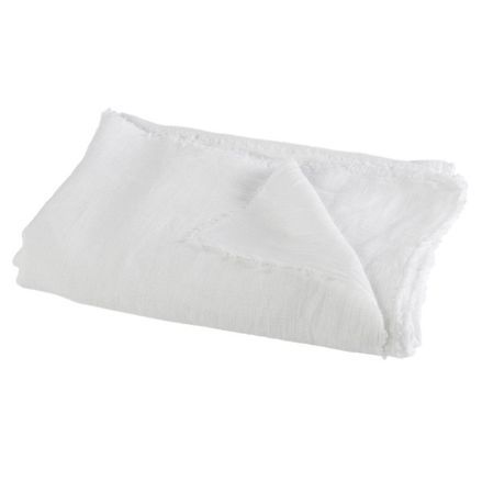 Plaid à franges tissu blanc Azura