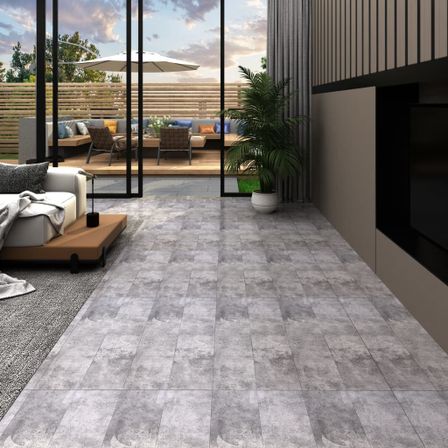 Planches de plancher PVC 4,46 m² 3 mm Marron ciment