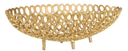 Plat ovale avec cercles aluminium doré Safo L 65 cm