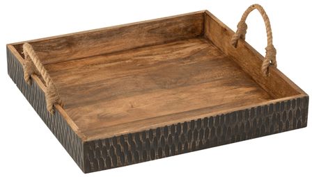 Plateau avec anse maguier marron et noir Joliana L 50.5 cm