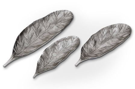 Plateau décoratif feuille en métal Fila - Lot de 3
