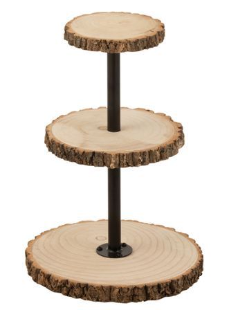 Plateau rond avec 3 niveaux bois naturel Jacy D 35 cm