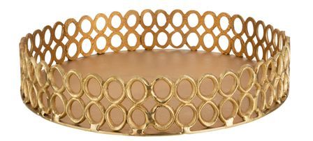 Plateau rond avec cercles aluminium doré Sira D 49 cm