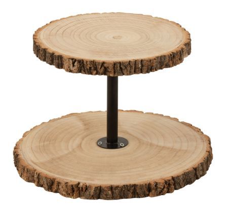 Plateau rond bois 2 niveaux naturel Clark D 42 cm