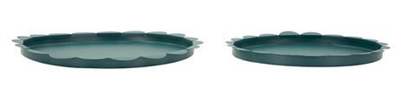 Plateau rond saturne bleu sarcelle, lot de 2 pièces, ø 33 x 2 cm - 27,5 x 2 cm