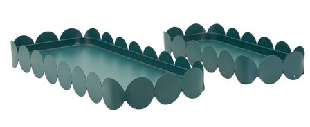 Plateau saturne rectangulaire bleu sarcelle, lot de 2 pièces, 40 x 16,5 x 4,5 cm et 29 x 12 x 4,5 cm
