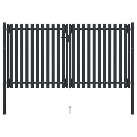 Portail de clôture à double porte Acier 306x200 cm Anthracite