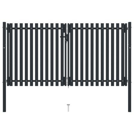 Portail de clôture à double porte Acier 306x220 cm Anthracite
