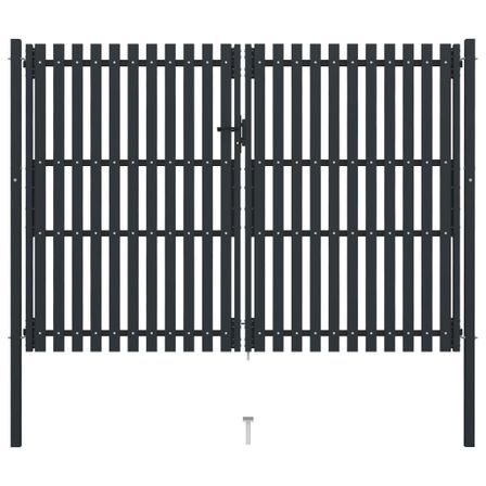 Portail de clôture à double porte Acier 306x250 cm Anthracite