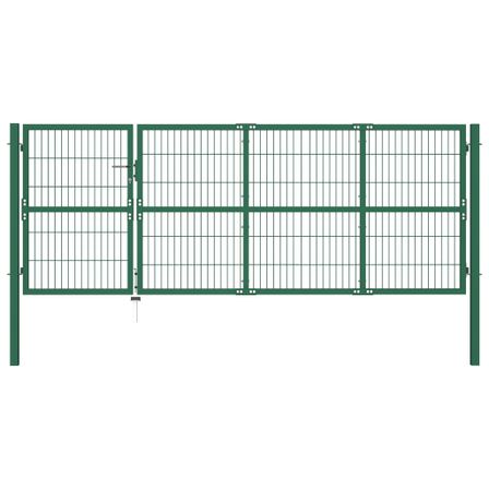 Portail de clôture de jardin avec poteaux 350x120 cm Acier Vert