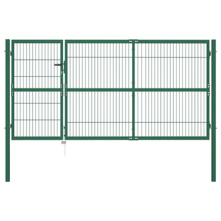 Portail de clôture de jardin avec poteaux 350x140 cm Acier Vert