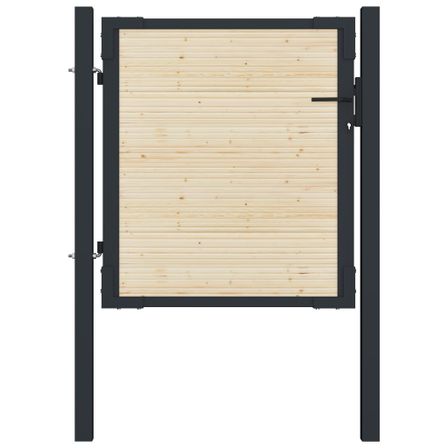 Portail de clôture en acier et bois d'épicéa 107x150 cm