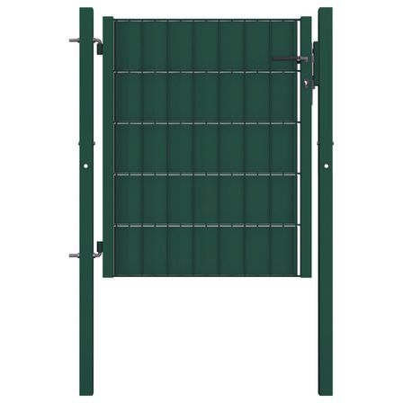 Portail de clôture PVC et acier 100x101 cm Vert