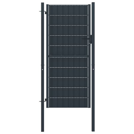 Portail de clôture PVC et acier 100x204 cm Anthracite