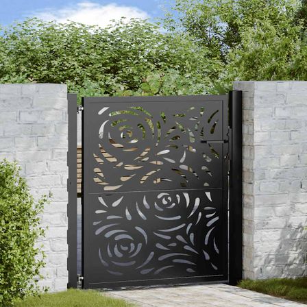 Portail de jardin noir 105x105 cm acier conception de flamme