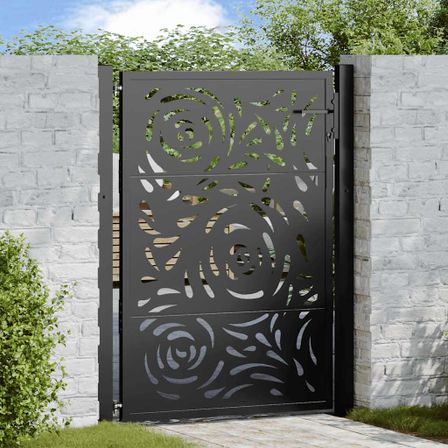 Portail de jardin noir 105x130 cm acier conception de flamme