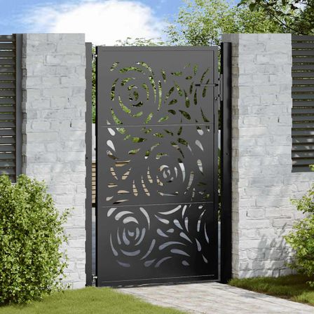 Portail de jardin noir 105x155 cm acier conception de flamme