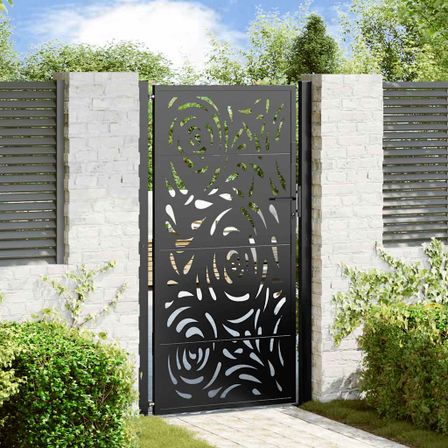 Portail de jardin noir 105x180 cm acier conception de flamme