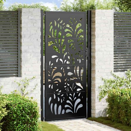 Portail de jardin noir 105x205 cm acier conception de vagues