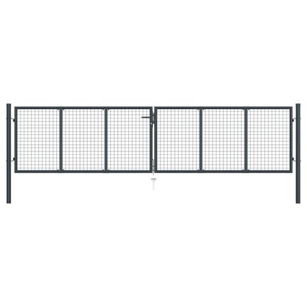 Portail en maille de jardin Acier galvanisé 400 x 125 cm Gris 2