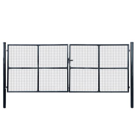 Portail en maille de jardin Acier galvanisé 400 x 150 cm Gris 2